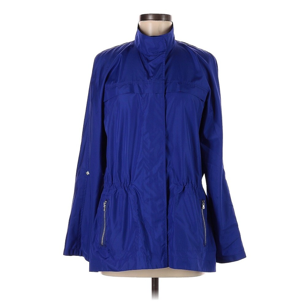 W by Worth Rain Jacket Womens Size S Royal Blue Lightweight Zip Pockets